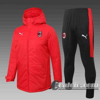 6Calcio: 2020 2021 AC Milan Piumino Calcio Cappuccio rosso C42