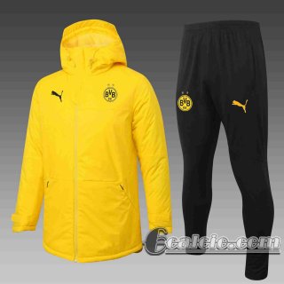 6Calcio: 2020 2021 Borussia Dortmund Piumino Calcio Cappuccio giallo C44