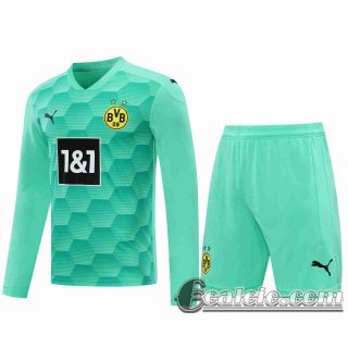 6Calcio: 2020 2021 Dortmund Maglie Calcio Portiere Manica Lunga blu verde
