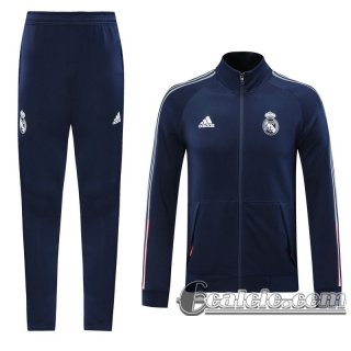 6Calcio: 2020 2021 Real Madrid Full-Zip Giacca Dark blue Fettuccia J106