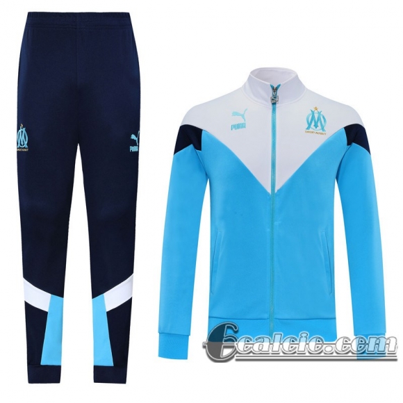 6Calcio: 2020 2021 Olympique Marsiglia Full-Zip Giacca Light blue / white stile classico J23