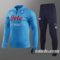 6Calcio: 2020 2021 SSC Napoli Tuta Calcio Uomo blu Cerniera corta T55