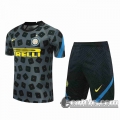 6Calcio: 2020 2021 Inter Milan Magliette Tuta Calcio Grigio scuro Quadrato nero T118