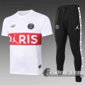 6Calcio: 2020 2021 PSG Jordan Magliette Tuta Calcio bianca Strisce rosse T31