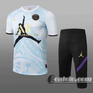 6Calcio: 2020 2021 PSG Jordan Magliette Tuta Calcio Bianco blu Stampa tampografica T37