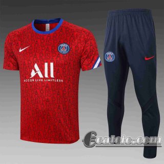6Calcio: 2020 2021 Paris Magliette Tuta Calcio rosso Stampa tampografica T40