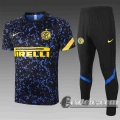 6Calcio: 2020 2021 Inter Milan Magliette Tuta Calcio Nero Blu Inchiostro splash T45