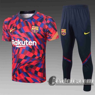 6Calcio: 2020 2021 Barcellona Magliette Tuta Calcio Rosso & blu reticolo T54