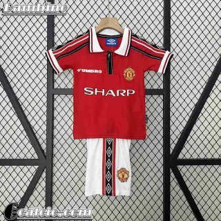 Manchester United Retro Maglia Calcio Prima Bambini 98 99 FG457