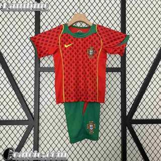 Portugal Retro Maglia Calcio Prima Bambini 2004 FG560