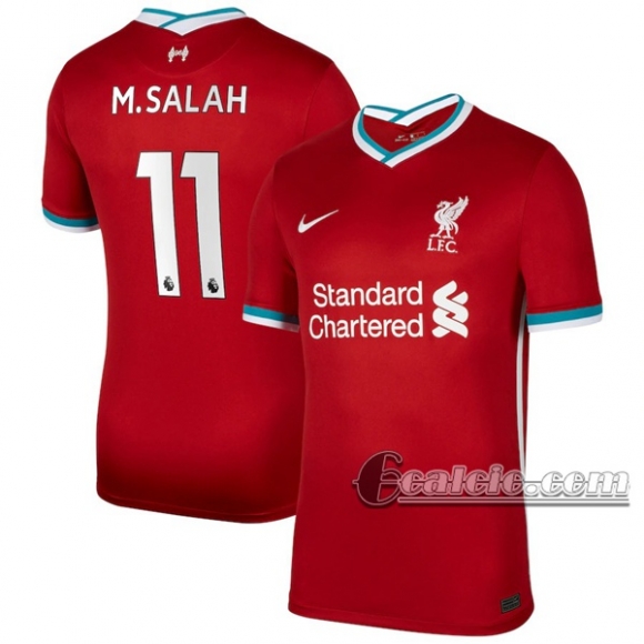 6Calcio: Prima Maglia Liverpool Fc Mohamed Salah #11 Uomo 2020-2021