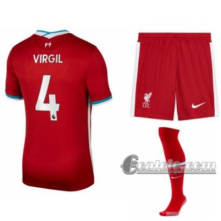 6Calcio: Prima Maglia Calcio Liverpool Virgil Van Dijk #4 Bambino 2020-2021