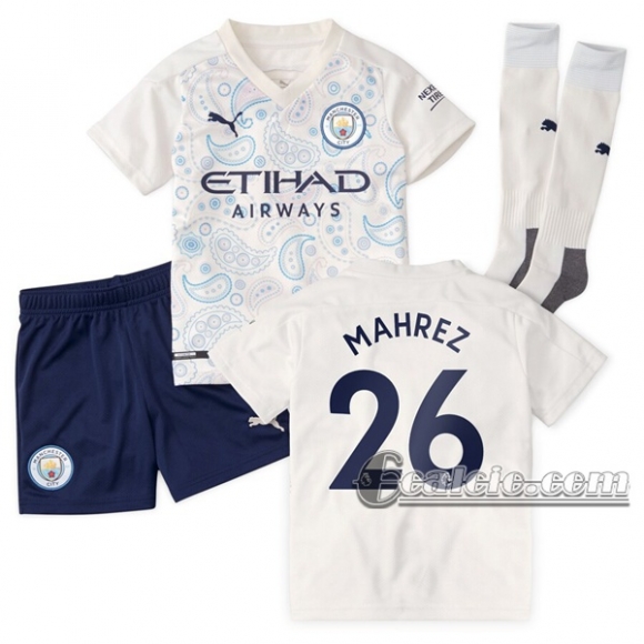 6Calcio: Terza Maglia Calcio Manchester City Mahrez #26 Bambino 2020-2021