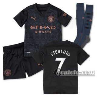 6Calcio: Seconda Maglia Calcio Manchester City Sterling #7 Bambino 2020-2021