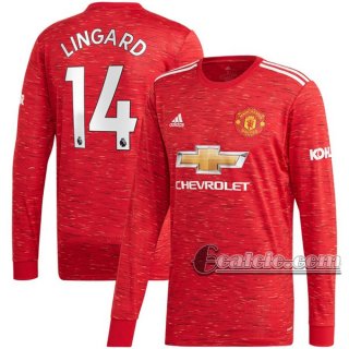 6Calcio: Prima Maglia Manchester United Jesse Lingard #14 Manica Lunga Uomo 2020-2021