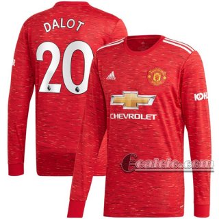 6Calcio: Prima Maglia Manchester United Diogo Dalot #20 Manica Lunga Uomo 2020-2021