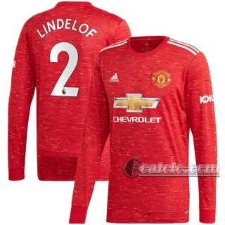 6Calcio: Prima Maglia Manchester United Victor Lindelöf #2 Manica Lunga Uomo 2020-2021
