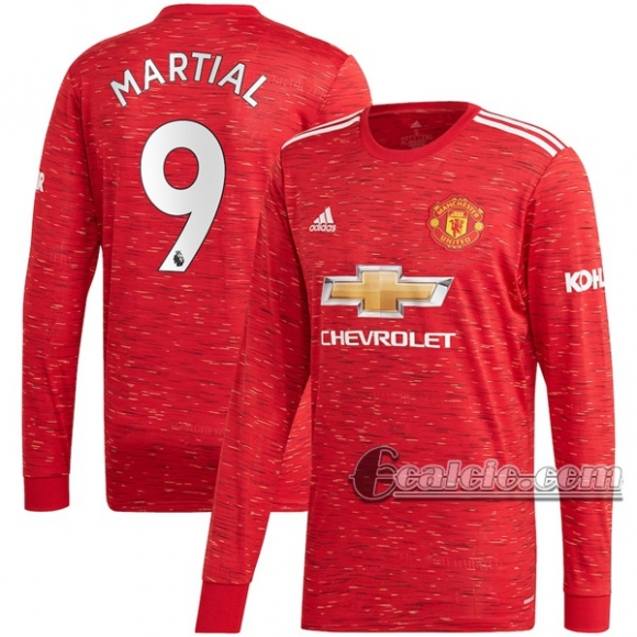 6Calcio: Prima Maglia Manchester United Anthony Martial #9 Manica Lunga Uomo 2020-2021