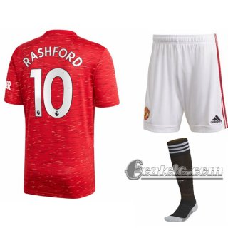 6Calcio: Prima Maglia Calcio Manchester United Marcus Rashford #10 Bambino 2020-2021