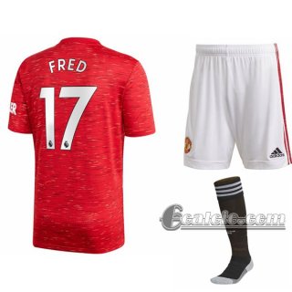 6Calcio: Prima Maglia Calcio Manchester United Fred #17 Bambino 2020-2021