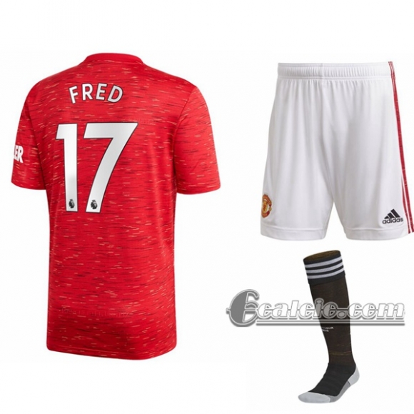 6Calcio: Prima Maglia Calcio Manchester United Fred #17 Bambino 2020-2021