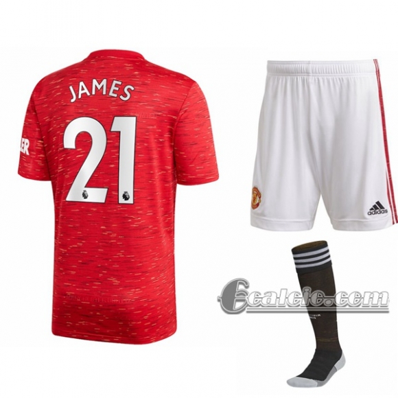 6Calcio: Prima Maglia Calcio Manchester United Daniel James #21 Bambino 2020-2021