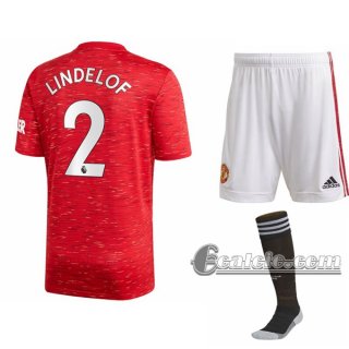 6Calcio: Prima Maglia Calcio Manchester United Victor Lindelöf #2 Bambino 2020-2021