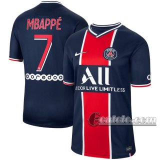 6Calcio: Prima Maglia Psg Paris Saint Germain Mbappé #7 Uomo 2020-2021