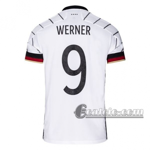 6Calcio: Germania Werner #9 Prima Maglia Nazionale Uomo UEFA Euro 2020