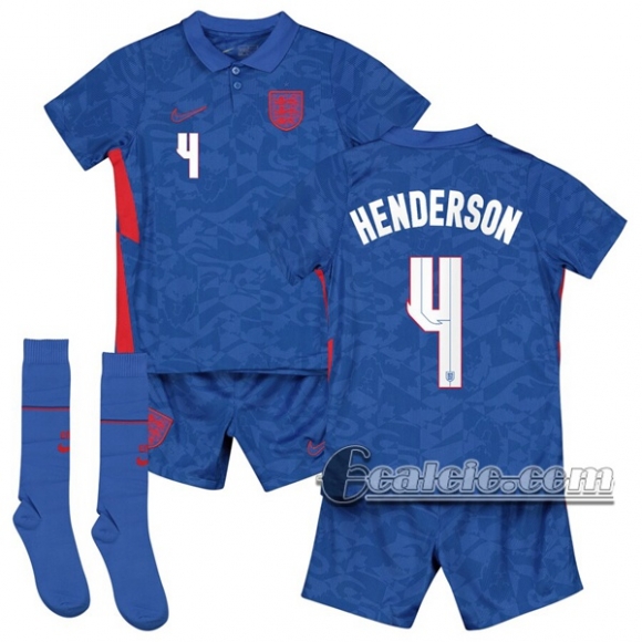 6Calcio: Inghilterra Henderson #4 Seconda Maglia Nazionale Bambino UEFA Euro 2020