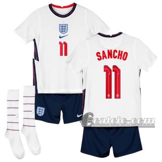 6Calcio: Inghilterra Sancho #11 Prima Maglia Nazionale Bambino UEFA Euro 2020