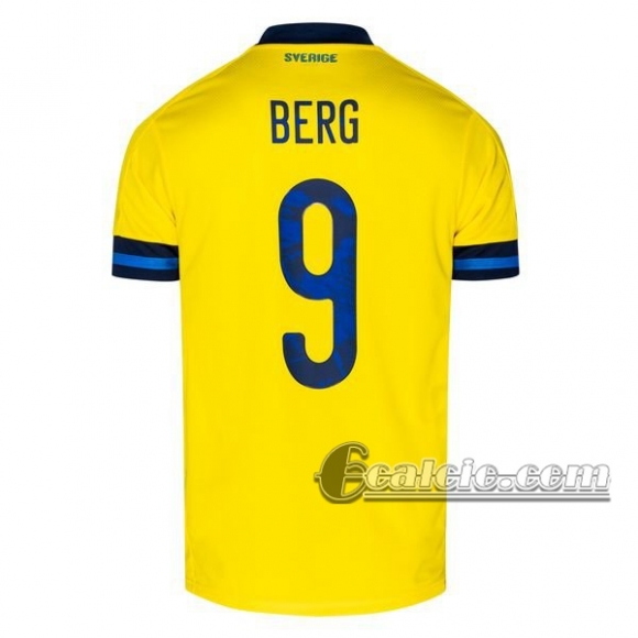 6Calcio: Svezia Berg #9 Prima Maglia Nazionale Uomo UEFA Euro 2020