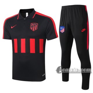 6Calcio: Maglietta Polo Shirts Atletico Madrid Manica Corta + Pantaloni Nera Rossa 2020 2021