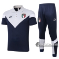 6Calcio: Maglietta Polo Shirts Italia Manica Corta + Pantaloni Grigia Bianca 2020 2021