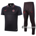 6Calcio: Maglietta Polo Shirts Psg Paris Saint Germain Manica Corta + Pantaloni Nera Grigia 2020 2021