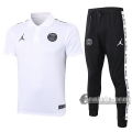 6Calcio: Maglietta Polo Shirts Air Jordan * Psg Paris Manica Corta + Pantaloni Bianca 2020 2021