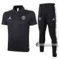6Calcio: Maglietta Polo Shirts Air Jordan * Psg Paris Manica Corta + Pantaloni Nera 2020 2021