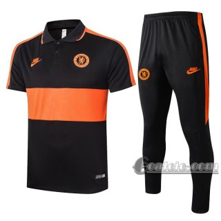 6Calcio: Maglietta Polo Shirts Fc Chelsea Manica Corta + Pantaloni Arancio 2020 2021