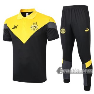 6Calcio: Maglietta Polo Shirts Borussia Dortmund Manica Corta + Pantaloni Gialla Nera 2020 2021