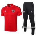 6Calcio: Maglietta Polo Shirts Sao Paulo Fc Manica Corta + Pantaloni Rossa 2020 2021