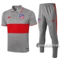 6Calcio: Maglietta Polo Shirts Atletico Madrid Manica Corta + Pantaloni Grigia Rossa 2020 2021