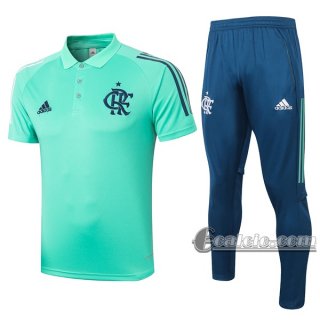 6Calcio: Maglietta Polo Shirts Flamengo Manica Corta + Pantaloni Verde 2020 2021