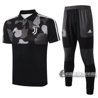 6Calcio: Maglietta Polo Shirts Juventus Turin Manica Corta + Pantaloni Nera Bianca 2020 2021