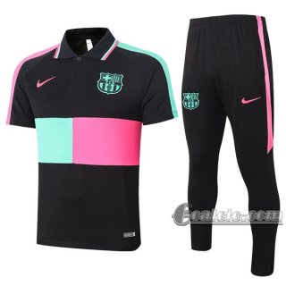 6Calcio: Maglietta Polo Shirts Fc Barcellona Manica Corta + Pantaloni Nera Verde Rosa 2020 2021
