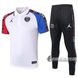 6Calcio: Maglietta Polo Shirts Air Jordan * Psg Paris Manica Corta + Pantaloni Bianca Azzurra Rossa 2020 2021