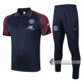 6Calcio: Maglietta Polo Shirts Psg Paris Saint Germain Manica Corta + Pantaloni Azzurra Marino 2020 2021