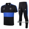 6Calcio: Maglietta Polo Shirts Psg Paris Saint Germain Manica Corta + Pantaloni Nera Azzurra 2020 2021