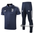 6Calcio: Maglietta Polo Shirts Juventus Turin Manica Corta + Pantaloni Azzurra Marino 2020 2021