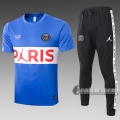 6Calcio: Maglietta Polo Shirts Psg Paris Saint Germain Manica Corta + Pantaloni Azzurro-Bianca C413# 2020 2021