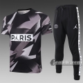 6Calcio: Maglietta Polo Shirts Psg Paris Saint Germain Manica Corta + Pantaloni Grigia-Nera C418# 2020 2021